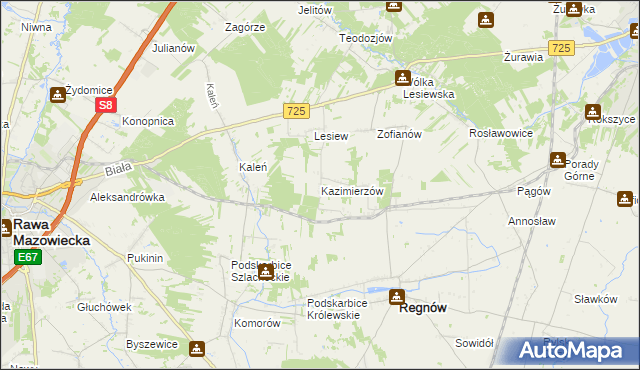 mapa Kazimierzów gmina Regnów, Kazimierzów gmina Regnów na mapie Targeo