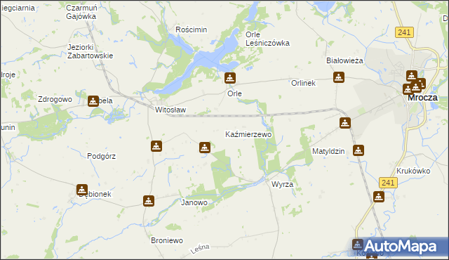 mapa Kaźmierzewo gmina Mrocza, Kaźmierzewo gmina Mrocza na mapie Targeo