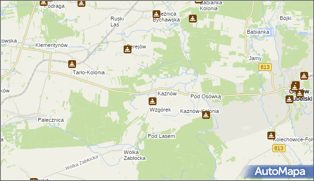 mapa Kaznów gmina Ostrów Lubelski, Kaznów gmina Ostrów Lubelski na mapie Targeo