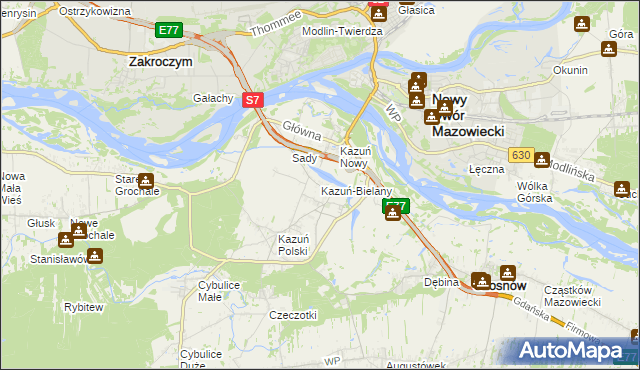 mapa Kazuń-Bielany, Kazuń-Bielany na mapie Targeo