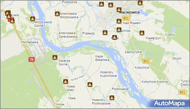 mapa Kępa Bielańska, Kępa Bielańska na mapie Targeo