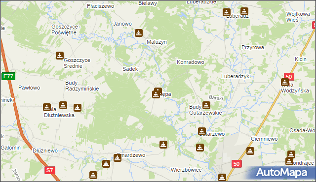 mapa Kępa gmina Sochocin, Kępa gmina Sochocin na mapie Targeo