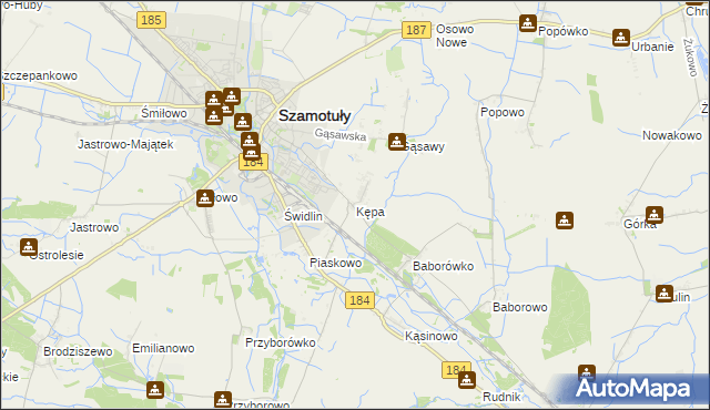 mapa Kępa gmina Szamotuły, Kępa gmina Szamotuły na mapie Targeo