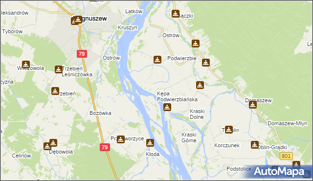 mapa Kępa Podwierzbiańska, Kępa Podwierzbiańska na mapie Targeo