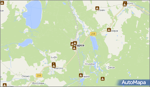 mapa Kępice powiat słupski, Kępice powiat słupski na mapie Targeo