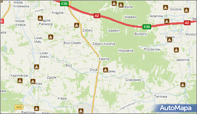 mapa Kępina gmina Tuliszków, Kępina gmina Tuliszków na mapie Targeo