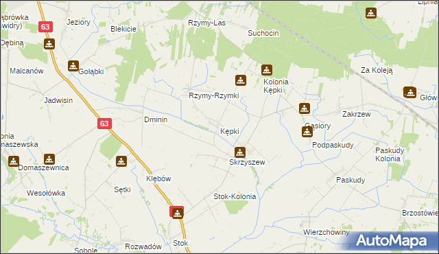 mapa Kępki gmina Ulan-Majorat, Kępki gmina Ulan-Majorat na mapie Targeo