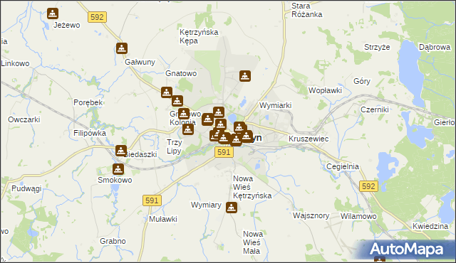 mapa Kętrzyn, Kętrzyn na mapie Targeo