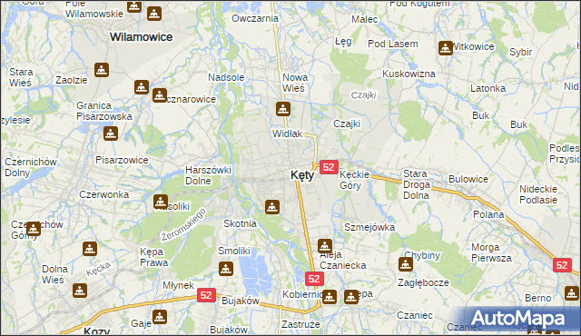 mapa Kęty, Kęty na mapie Targeo