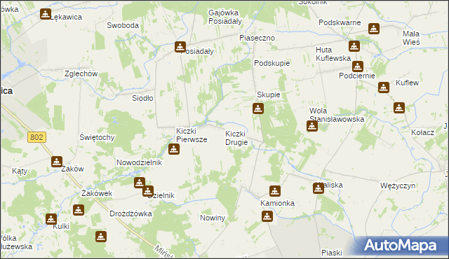 mapa Kiczki Drugie, Kiczki Drugie na mapie Targeo