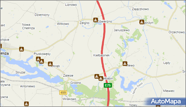 mapa Kiełbasinek, Kiełbasinek na mapie Targeo