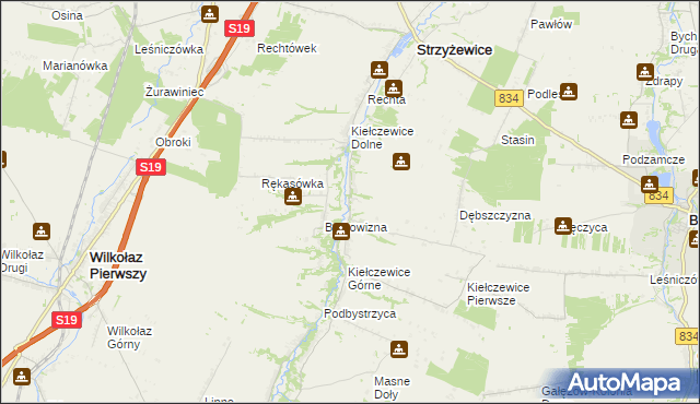 mapa Kiełczewice Maryjskie, Kiełczewice Maryjskie na mapie Targeo