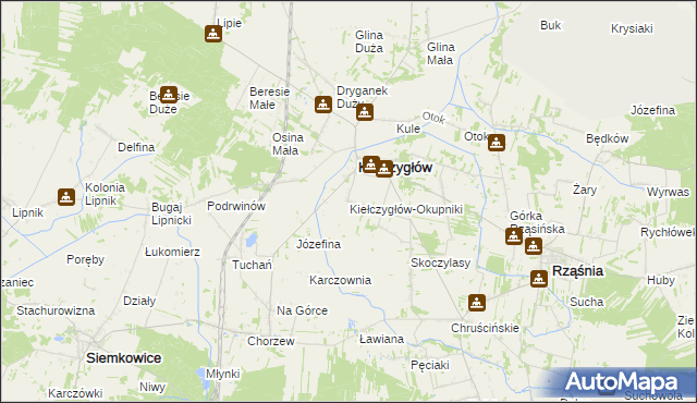 mapa Kiełczygłów-Okupniki, Kiełczygłów-Okupniki na mapie Targeo