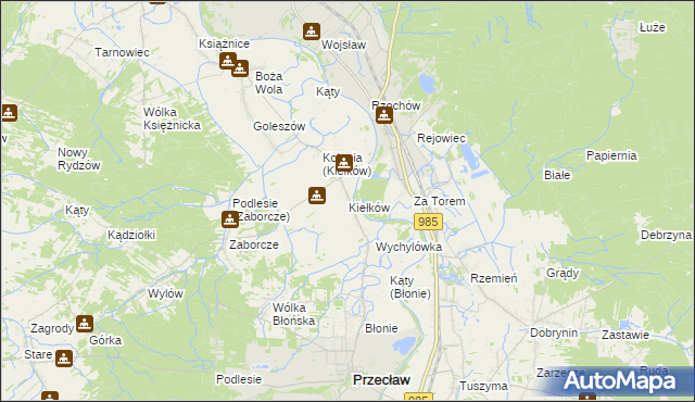 mapa Kiełków gmina Przecław, Kiełków gmina Przecław na mapie Targeo