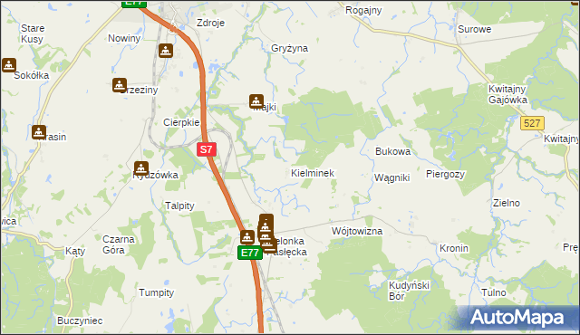 mapa Kielminek, Kielminek na mapie Targeo