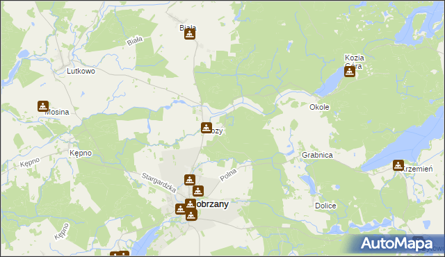 mapa Kielno gmina Dobrzany, Kielno gmina Dobrzany na mapie Targeo