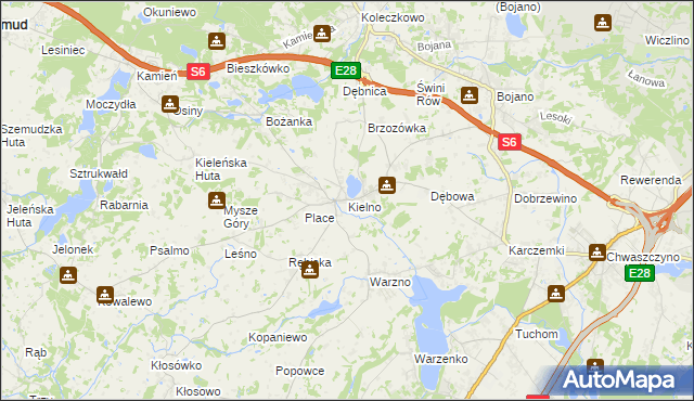 mapa Kielno gmina Szemud, Kielno gmina Szemud na mapie Targeo