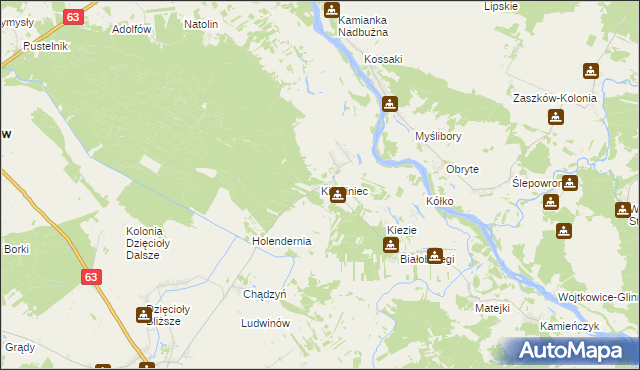 mapa Kiełpiniec, Kiełpiniec na mapie Targeo