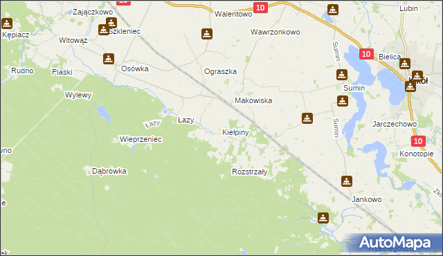 mapa Kiełpiny gmina Czernikowo, Kiełpiny gmina Czernikowo na mapie Targeo