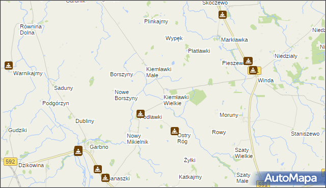 mapa Kiemławki Wielkie, Kiemławki Wielkie na mapie Targeo