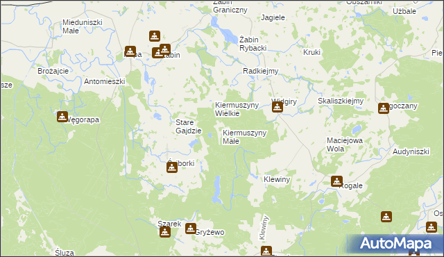 mapa Kiermuszyny Małe, Kiermuszyny Małe na mapie Targeo