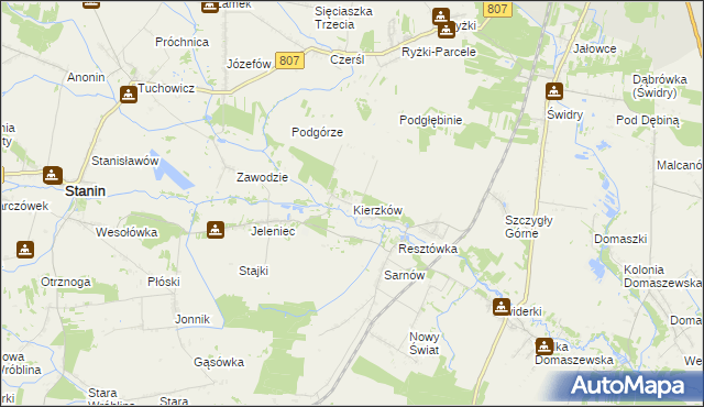 mapa Kierzków gmina Stanin, Kierzków gmina Stanin na mapie Targeo