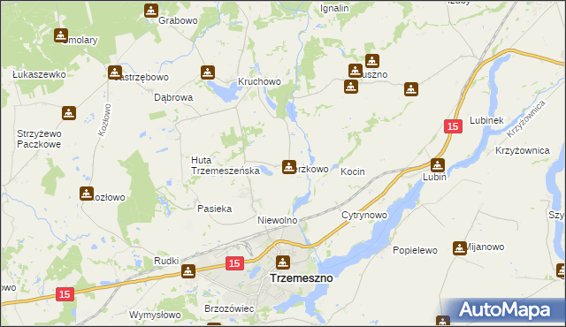 mapa Kierzkowo gmina Trzemeszno, Kierzkowo gmina Trzemeszno na mapie Targeo