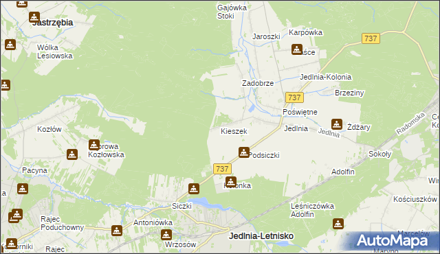 mapa Kieszek, Kieszek na mapie Targeo