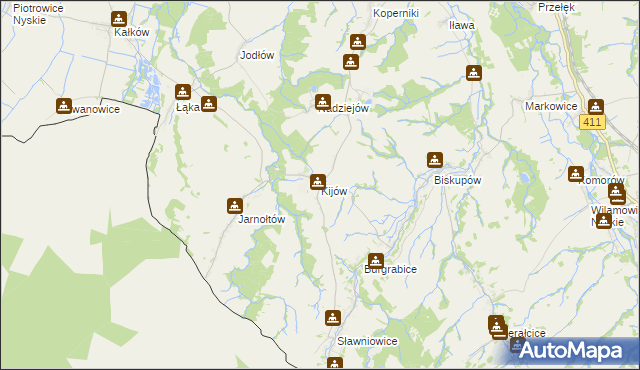 mapa Kijów gmina Otmuchów, Kijów gmina Otmuchów na mapie Targeo