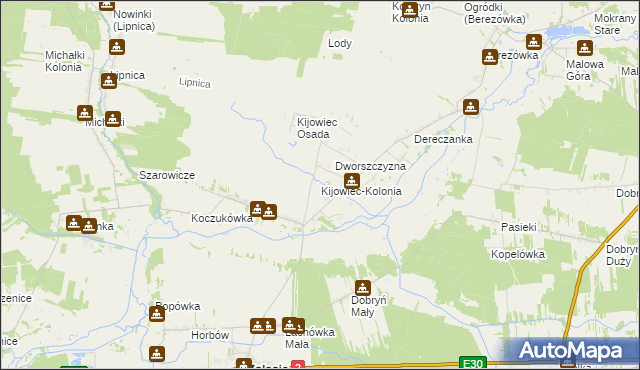 mapa Kijowiec-Kolonia, Kijowiec-Kolonia na mapie Targeo