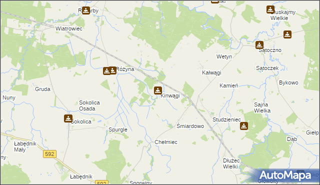 mapa Kinwągi, Kinwągi na mapie Targeo