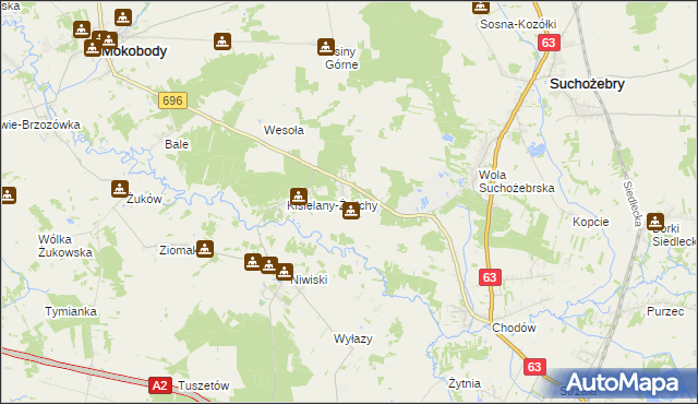 mapa Kisielany-Kuce, Kisielany-Kuce na mapie Targeo