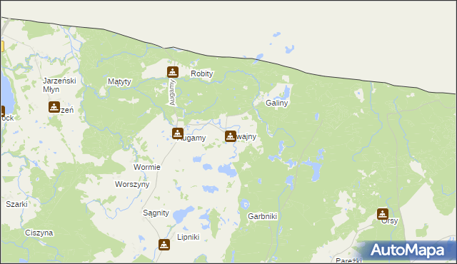 mapa Kiwajny, Kiwajny na mapie Targeo