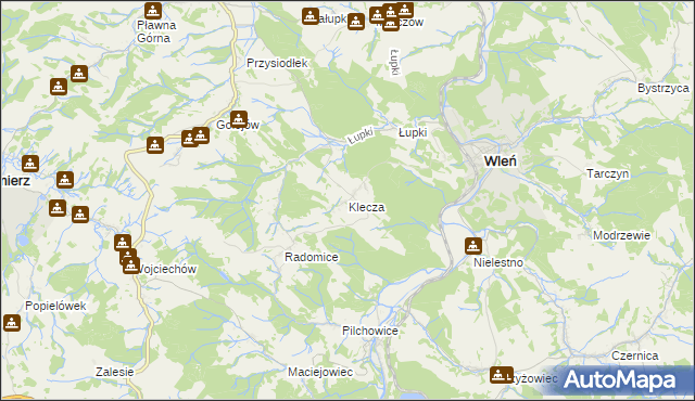 mapa Klecza, Klecza na mapie Targeo