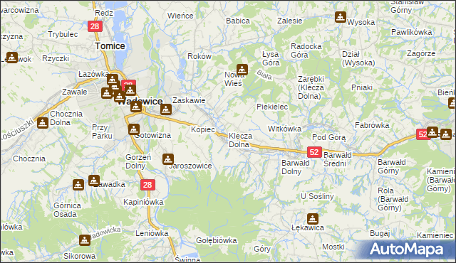 mapa Klecza Dolna, Klecza Dolna na mapie Targeo