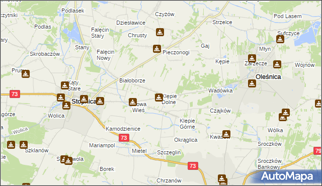 mapa Klępie Dolne, Klępie Dolne na mapie Targeo