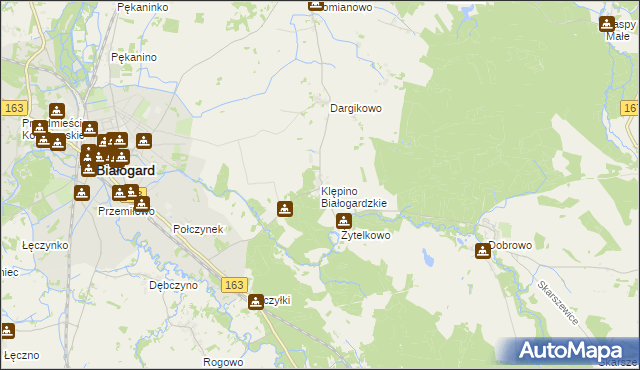 mapa Klępino Białogardzkie, Klępino Białogardzkie na mapie Targeo