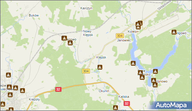 mapa Klępsk, Klępsk na mapie Targeo