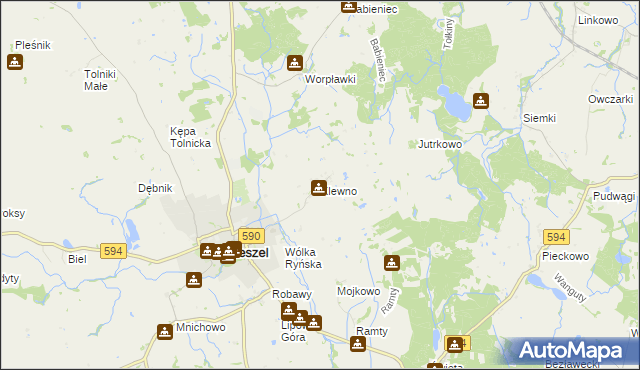 mapa Klewno gmina Reszel, Klewno gmina Reszel na mapie Targeo