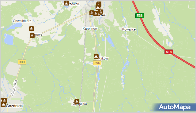 mapa Klików, Klików na mapie Targeo