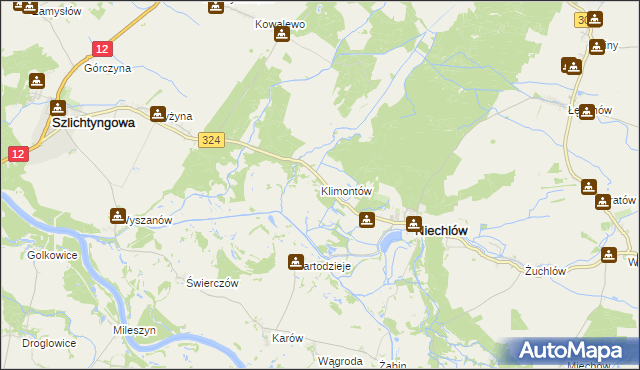 mapa Klimontów gmina Niechlów, Klimontów gmina Niechlów na mapie Targeo