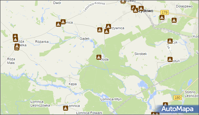 mapa Kłoda gmina Szydłowo, Kłoda gmina Szydłowo na mapie Targeo