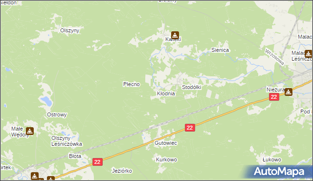 mapa Kłodnia gmina Czersk, Kłodnia gmina Czersk na mapie Targeo