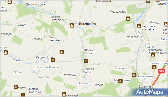 mapa Kłodnica Dolna, Kłodnica Dolna na mapie Targeo