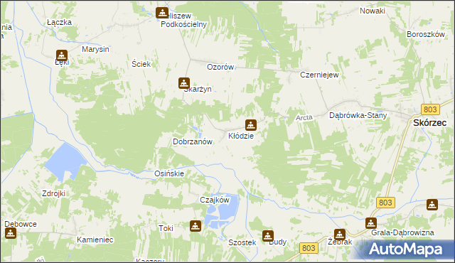 mapa Kłódzie, Kłódzie na mapie Targeo