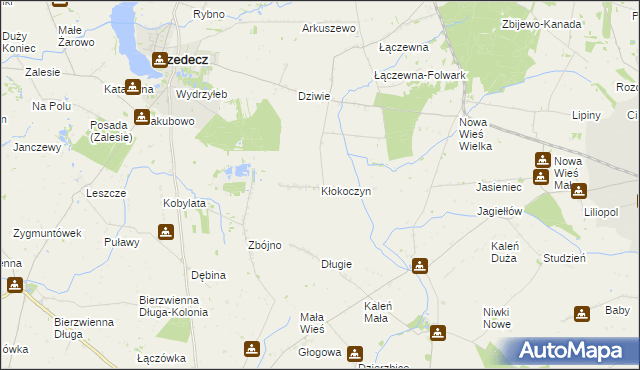 mapa Kłokoczyn gmina Przedecz, Kłokoczyn gmina Przedecz na mapie Targeo