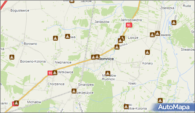 mapa Kłomnice, Kłomnice na mapie Targeo