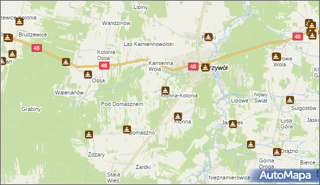 mapa Kłonna-Kolonia, Kłonna-Kolonia na mapie Targeo