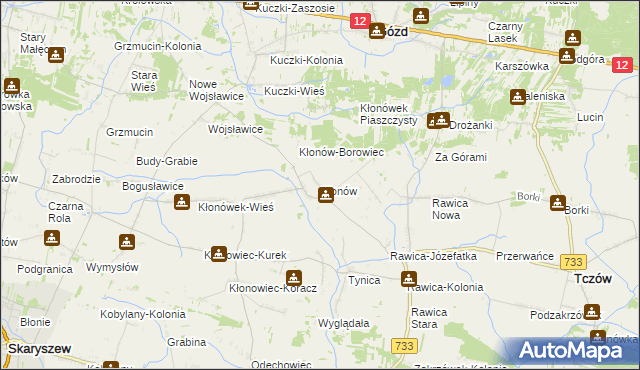 mapa Kłonów, Kłonów na mapie Targeo