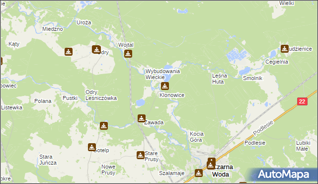 mapa Klonowice, Klonowice na mapie Targeo